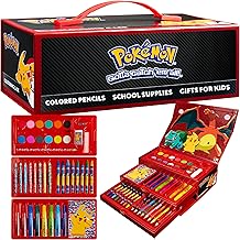 Pokemon Art Set for Boys Girls Drawing Painting Kit Markers Crayons Colored Pencils School Supplies 